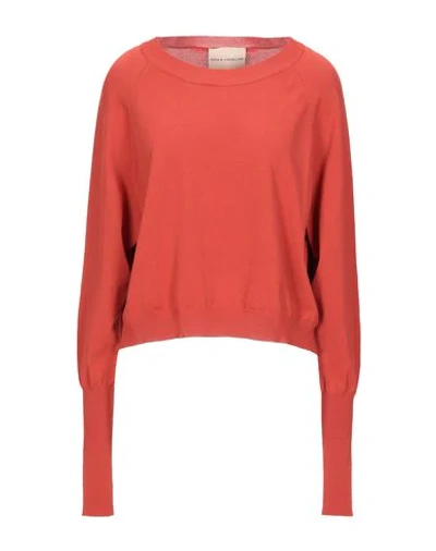 Shop Erika Cavallini Woman Sweater Rust Size M Viscose, Polyamide In Red