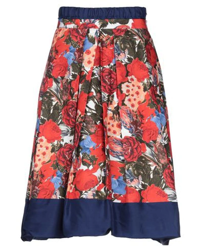 Shop Marni Woman Midi Skirt Red Size 2 Cotton, Silk