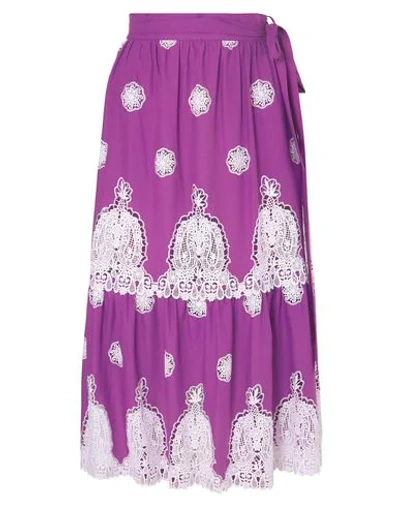 Shop Miguelina Midi Skirts In Purple