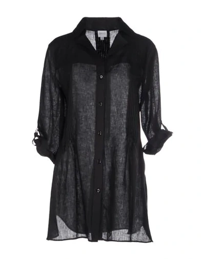 Shop Armani Collezioni Linen Shirt In Black