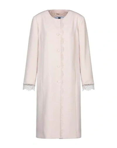 Shop Blumarine Woman Overcoat & Trench Coat Light Pink Size 8 Polyester, Elastane