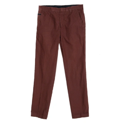 Pre-owned Prada Brown Cotton Tapered Trousers Xs