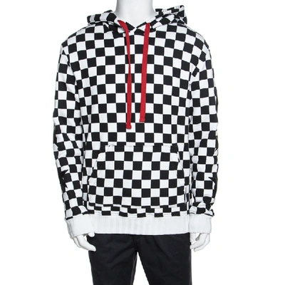 Pre-owned Amiri Monochrome Checked Cotton Jersey Hoodie L In Black