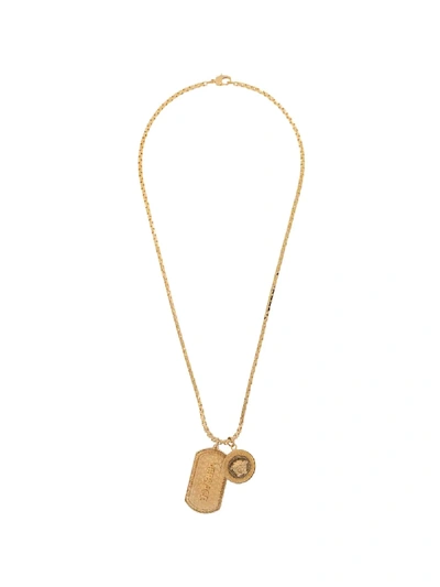 Shop Versace Multi-pendant Chain Necklace In Gold