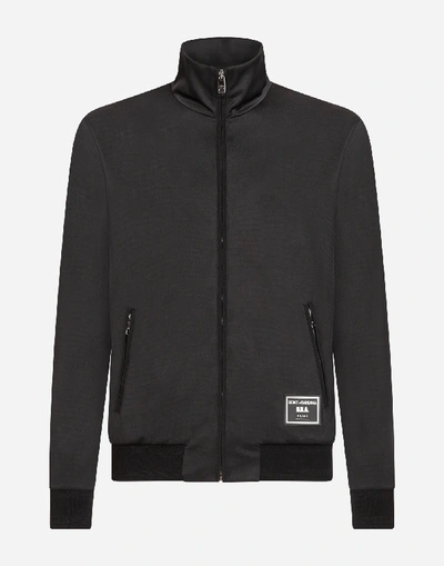 Shop Dolce & Gabbana Zip-up Sweater With Patch In Black