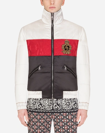 Shop Dolce & Gabbana Quilted Nylon Jacket With Patch In Multicolored