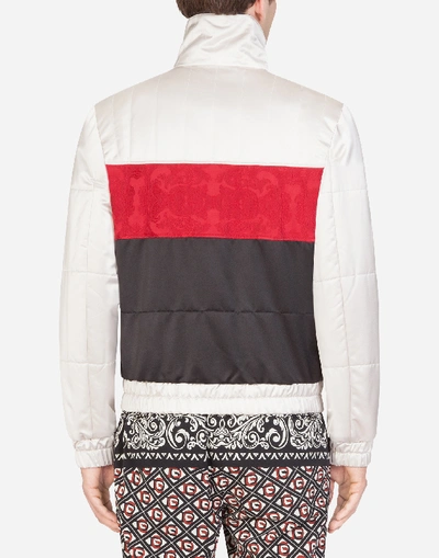 Shop Dolce & Gabbana Quilted Nylon Jacket With Patch In Multicolored