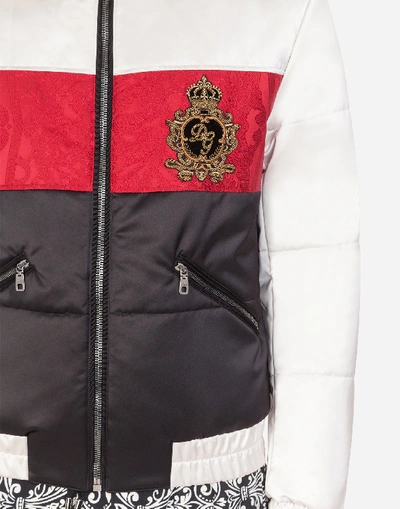 Shop Dolce & Gabbana Quilted Nylon Jacket With Patch In Multicolored