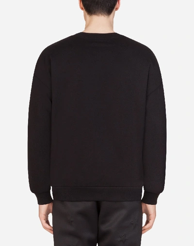 Shop Dolce & Gabbana Jersey Sweater With Three-dimensional Logo In Black