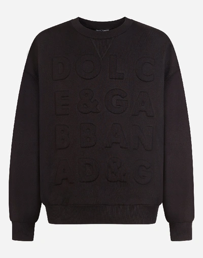 Shop Dolce & Gabbana Jersey Sweater With Three-dimensional Logo In Black