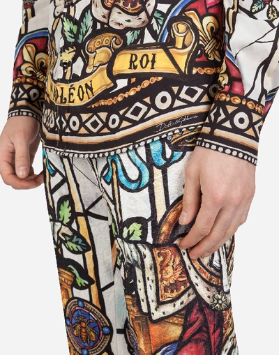Shop Dolce & Gabbana Cotton Martini Shirt With Napoleon Print In Multicolored