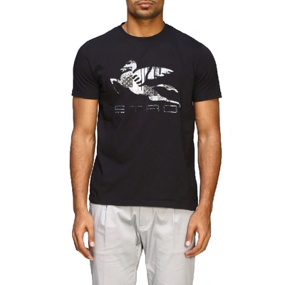 Shop Etro T-shirt With Big Pegasus Embroidery In Black