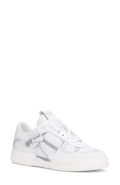 Shop Valentino Vltn Logo Sneaker In White/ Silver