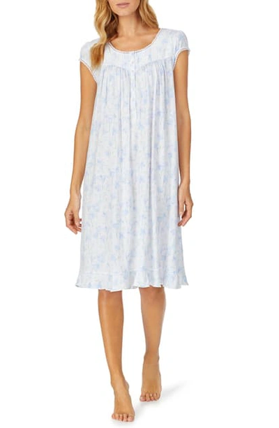 Shop Eileen West Waltz Floral Nightgown In White Ground With Peri Floral