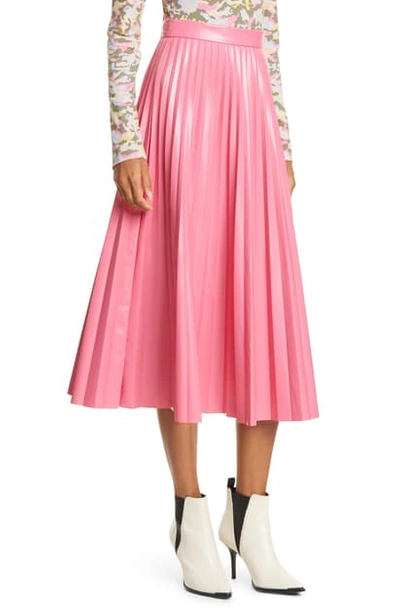 Shop Mm6 Maison Margiela Pleated Midi Skirt In Barbie Pink