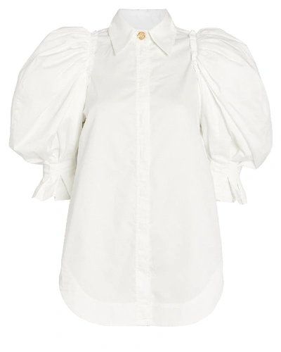 Shop Aje Puff Sleeve Cotton Shirt In White