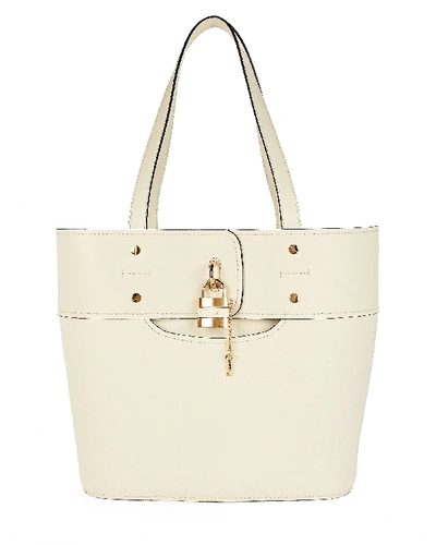 Shop Chloé Small Aby Padlock Tote In White