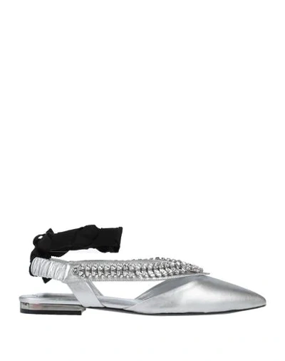 Shop Roger Vivier Woman Ballet Flats Silver Size 6.5 Soft Leather, Textile Fibers