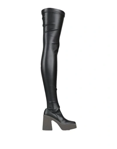 Shop Stella Mccartney Woman Knee Boots Black Size 8.5 Textile Fibers