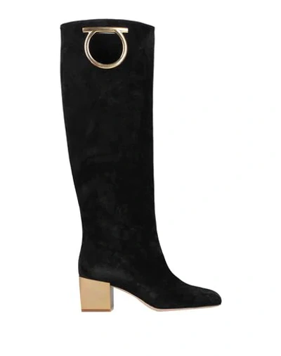 Shop Ferragamo Woman Knee Boots Black Size 5 Calfskin