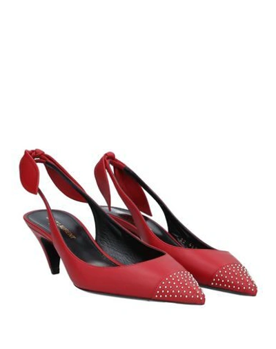 Shop Saint Laurent Woman Pumps Red Size 6 Soft Leather