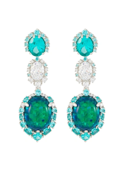 Shop Anabela Chan 'paraiba Ocean' Diamond Gemstone Earrings In Multi-colour