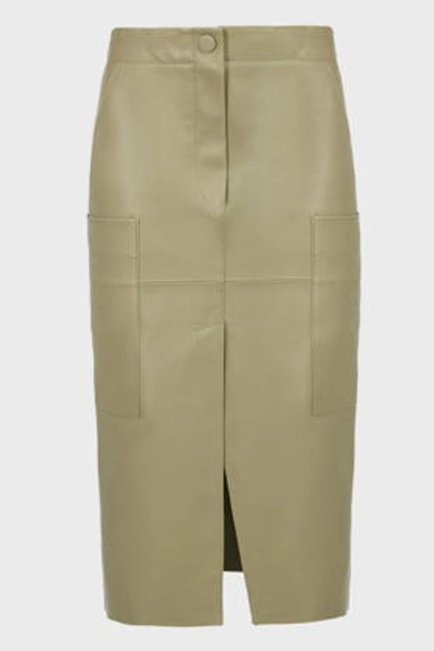 Shop Petar Petrov Ria Leather Pencil Skirt In Beige