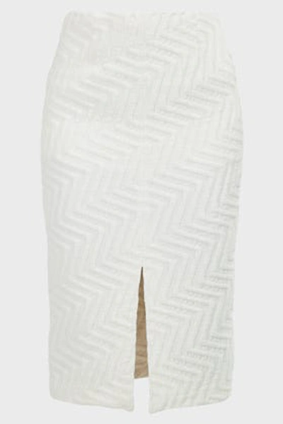 Shop Roland Mouret Moka Chevron-print Pencil Skirt In White