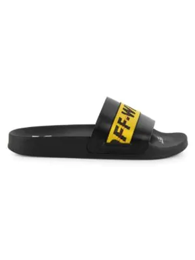 Shop Off-white Industrial Slides In Black Yellow