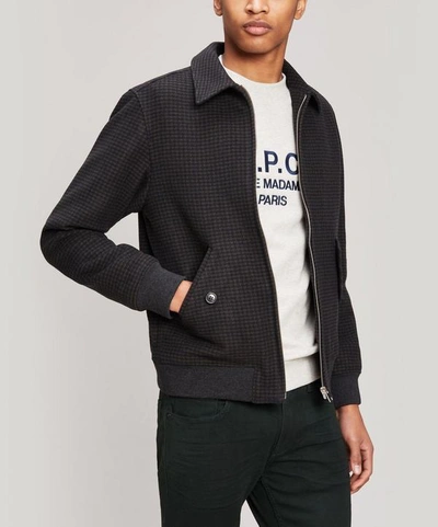 Shop Apc Gaspard Houndstooth Wool-blend Jacket In Charcoal