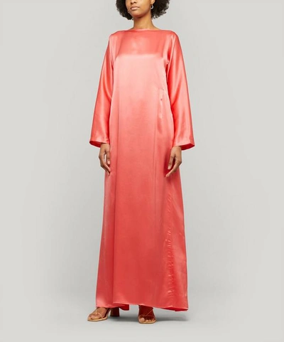 Shop Bernadette Katy Silk-satin Boat-neck Dress In Geranium Pink