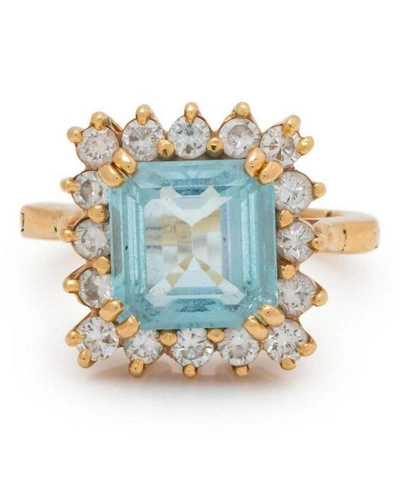 Shop Kojis Gold Aquamarine And Diamond Cluster Ring