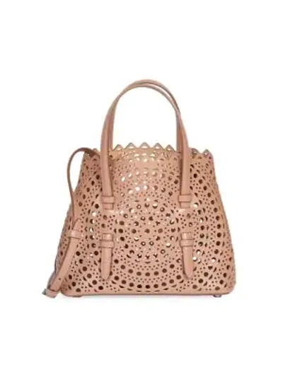 Shop Alaïa Mini Mina Vienne Leather Tote In Caramel