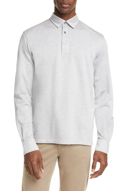 Shop Ermenegildo Zegna Cotton Long Sleeve Polo Shirt In Grey