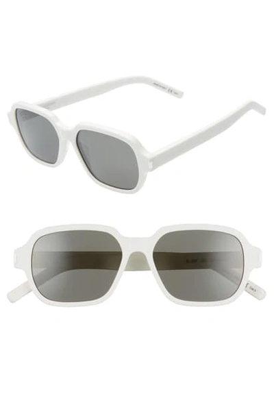 Shop Saint Laurent 53mm Rectangle Sunglasses In Shiny Ivory/ Grey Solid