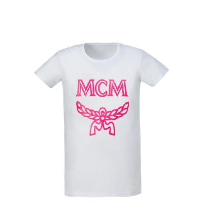 Shop Mcm Women's Tonal Logo Print T-shirt In Neon Pink