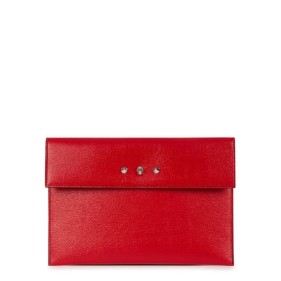 Shop Alexander Mcqueen Red Studded Leather Pouch