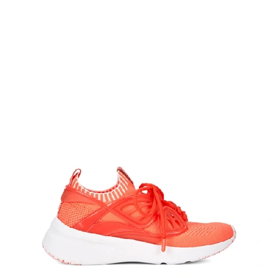 Shop Sophia Webster Fly By Neon Orange Stretch-knit Sneakers In Coral