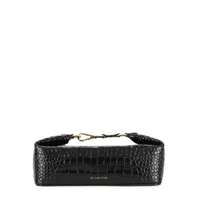 Shop Rejina Pyo Olivia Crocodile-effect Leather Top Handle Bag In Black