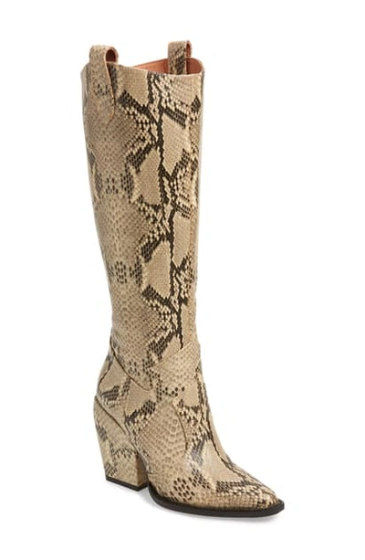 Shop Alias Mae Wesley Western Knee High Boot In Beige Snake Print Leather