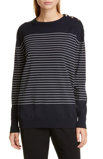 Shop Max Mara Navona Stripe Wool Sweater In Ultramarine
