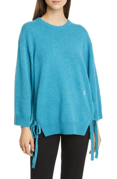 Shop Chloé Split Hem Cashmere Sweater In Mysterious Blue