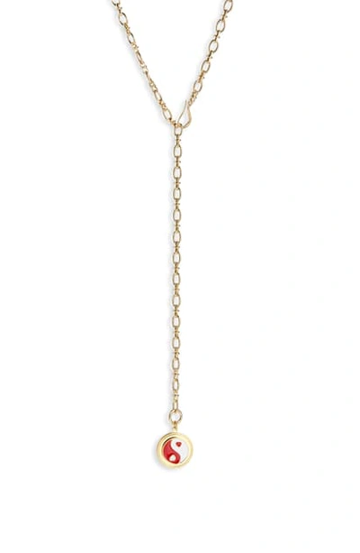 Shop Wilhelmina Garcia Yin Yang Adjustable Y-necklace In Red/ Gold