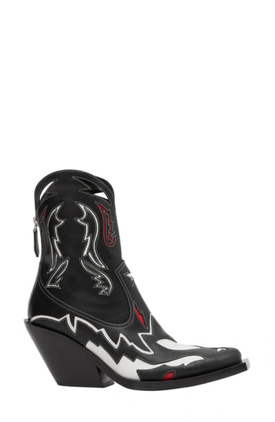 Shop Burberry Matlock Cowboy Boot In Black/ White/ Red