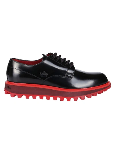 Shop Dolce & Gabbana Black Leather Derby Shoes