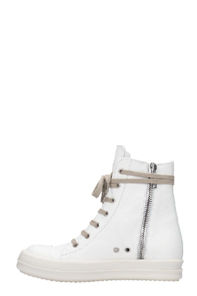 Shop Rick Owens Sneaker High Sneakers In White Leather