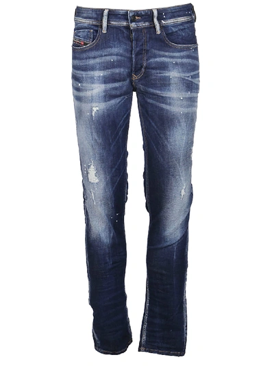 Shop Diesel Blue Cotton Jeans In Denim