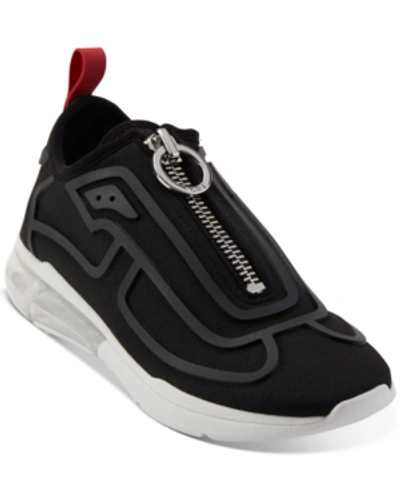 Shop Dkny Nilli Zipper Sneakers In Black/ Shiny Nickel