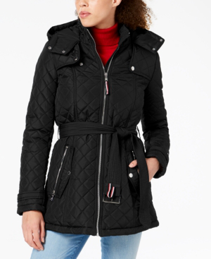 tommy hilfiger black raincoat
