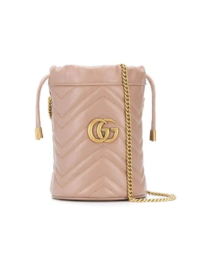 Shop Gucci Neutral Women's Mini Gg Marmont Bucket Bag In Neutrals